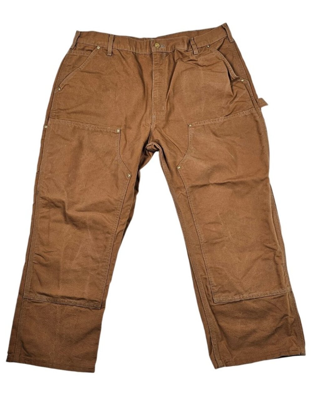 Carhartt Mens Double Knee Duck Canvas Work Pants 36x27 Brown